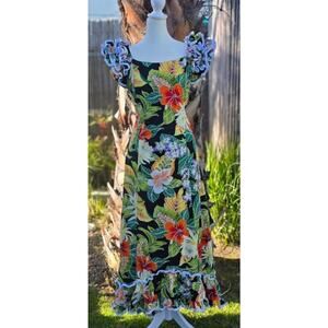 Vintage Pacific Legend Womens Hawaiian Dress S Colorful Tropical Vacation Mumu